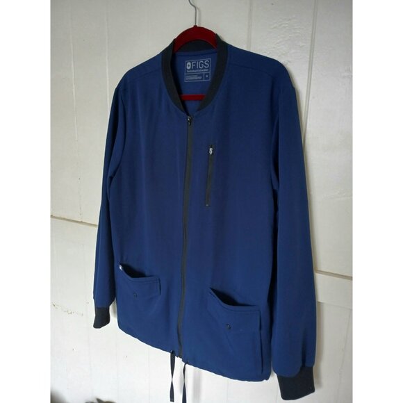 Figs Jacket Mens Medium Blue Scrubs Full Zip Bomber Technical Collection Nurse - Picture 3 of 15